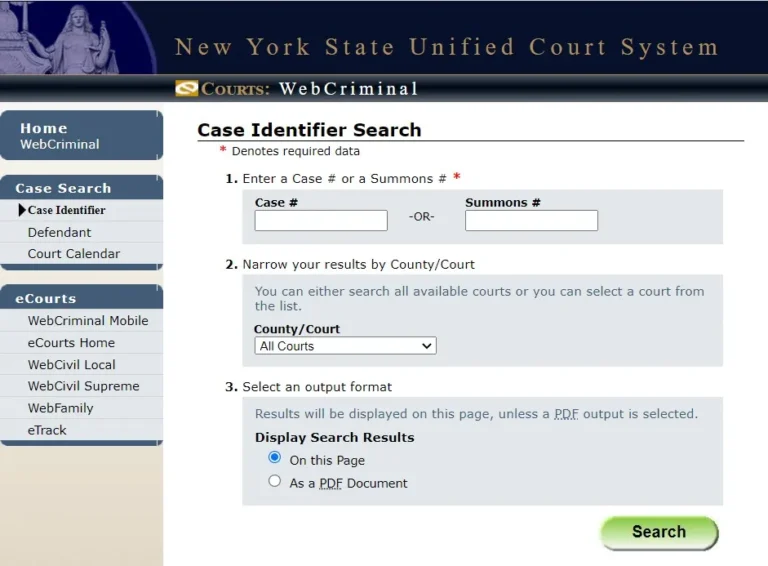 Webcrims Case Identifier Search